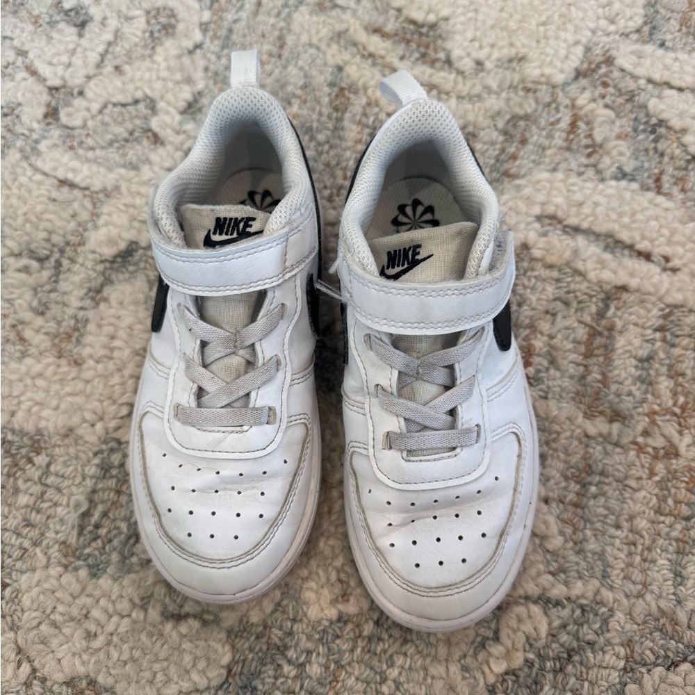 Nike Kids White Sneakers with Black Swoosh